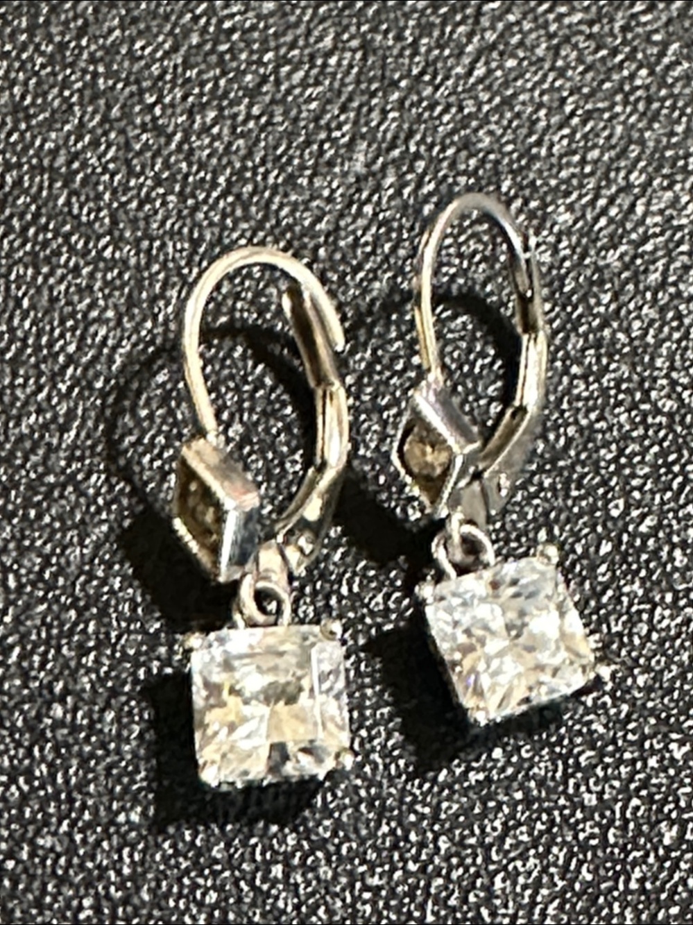 Tacori 925 Sterling Silver Diamonique Princess Cut Drop  Earrings